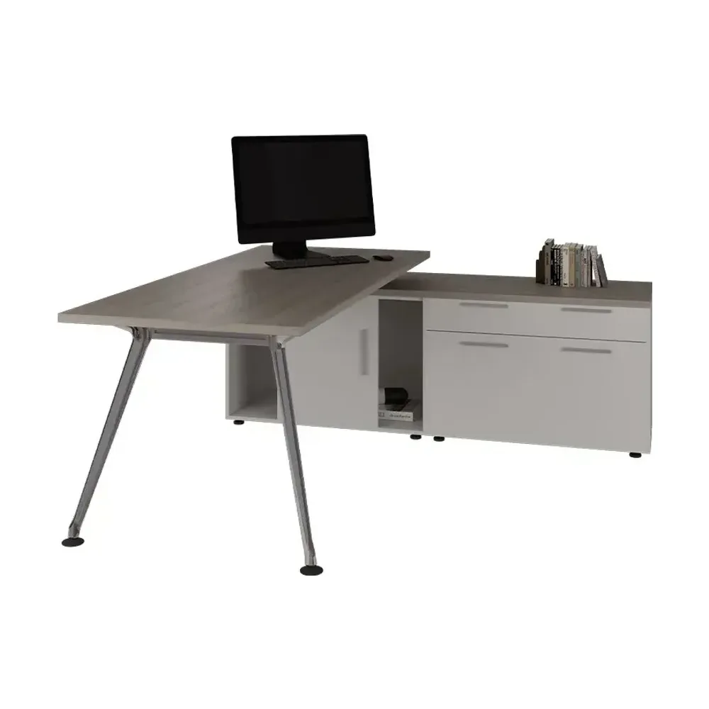 ESCRITORIO Z CHROME CON CREDENZA LATERAL